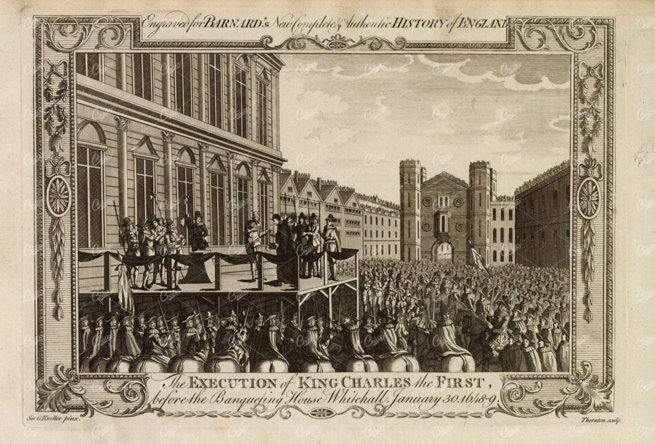 EXECUTION of King Charles the First - Antique History of England Print