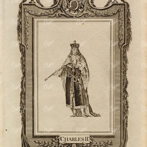 CHARLES II - The King of England Portrait - Antique Print 1783