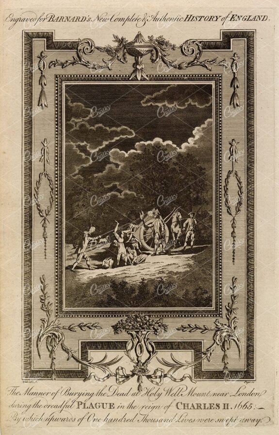 HOLYWELL MOUNT, The Plague, Charles II - Antique English History Print
