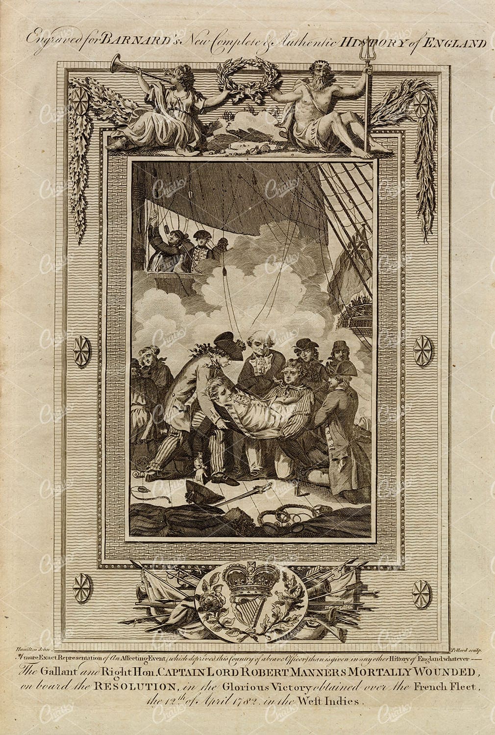 CAPTAIN LORD Robert Manners Mortally Wounded - West Indies English French