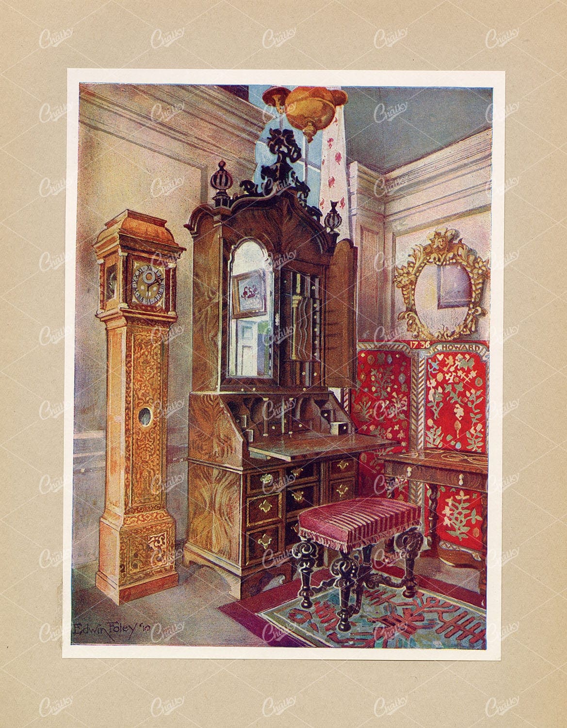 ANTIQUE Furniture - Group of Early Eighteenth Century Furniture - 1910
