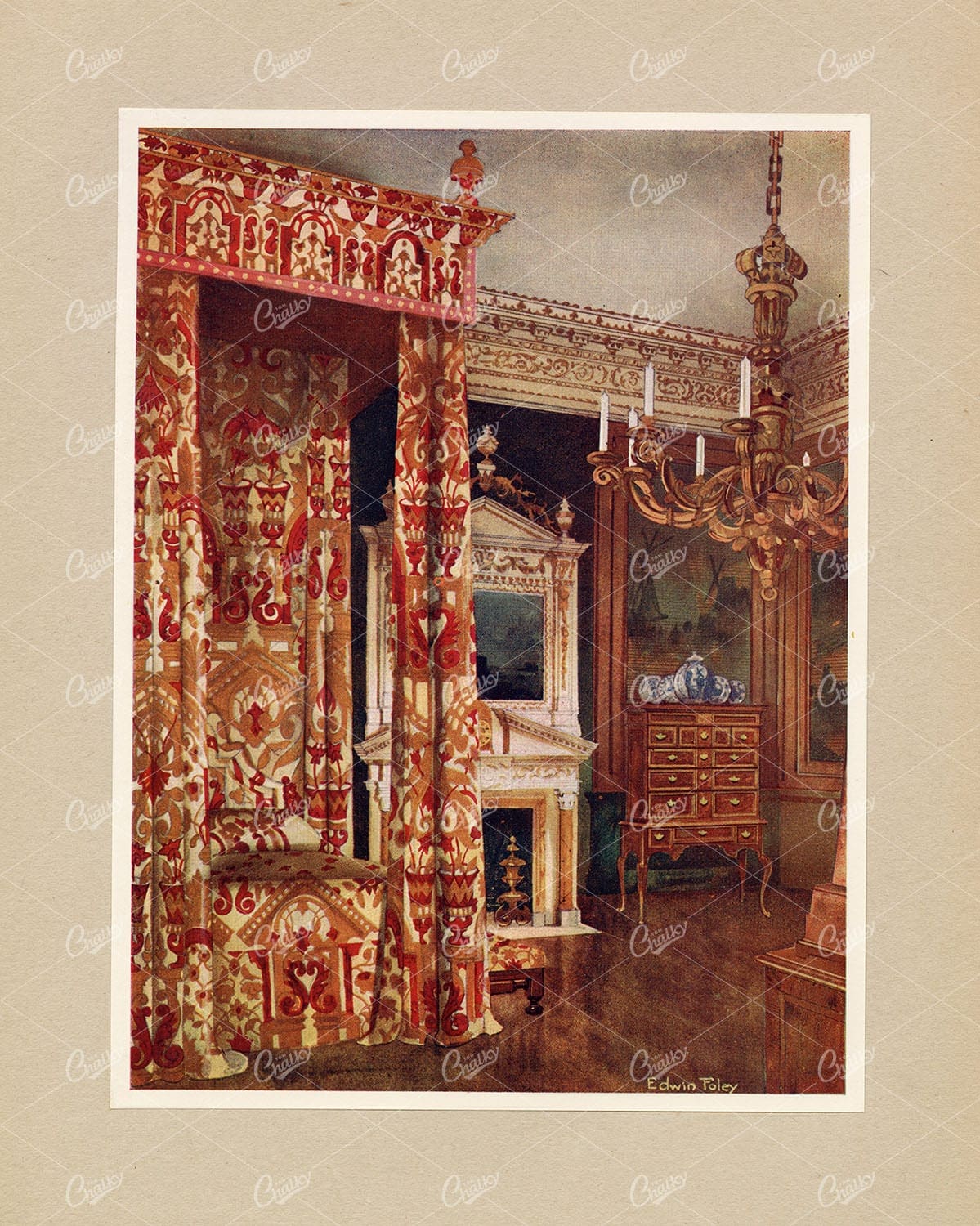 ANTIQUE Decorative Furniture - Queen Anne's Bed - 1910 Edwin Foley