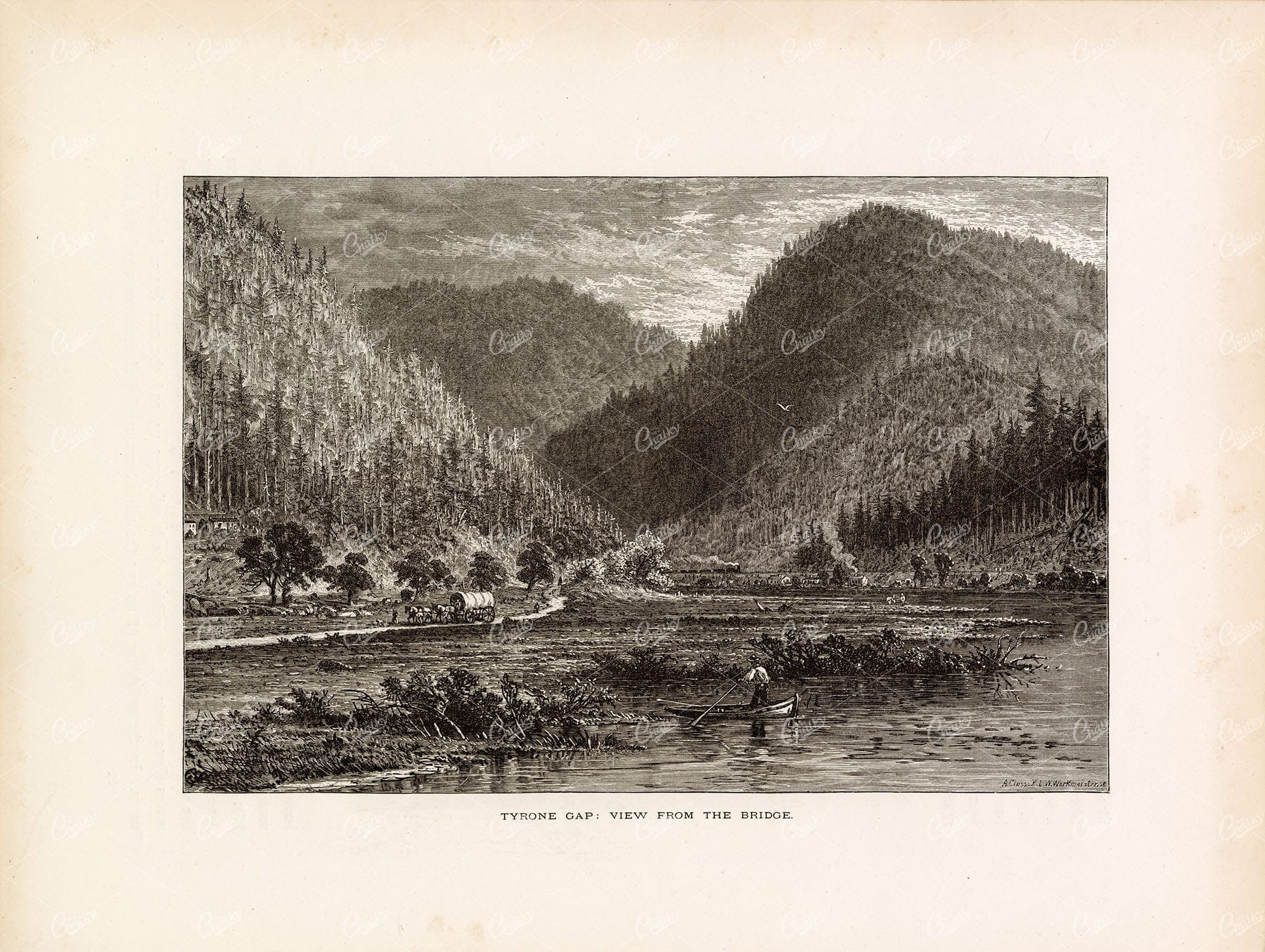 TYRONE Gap (View from the Bridge) - Antique American Print
