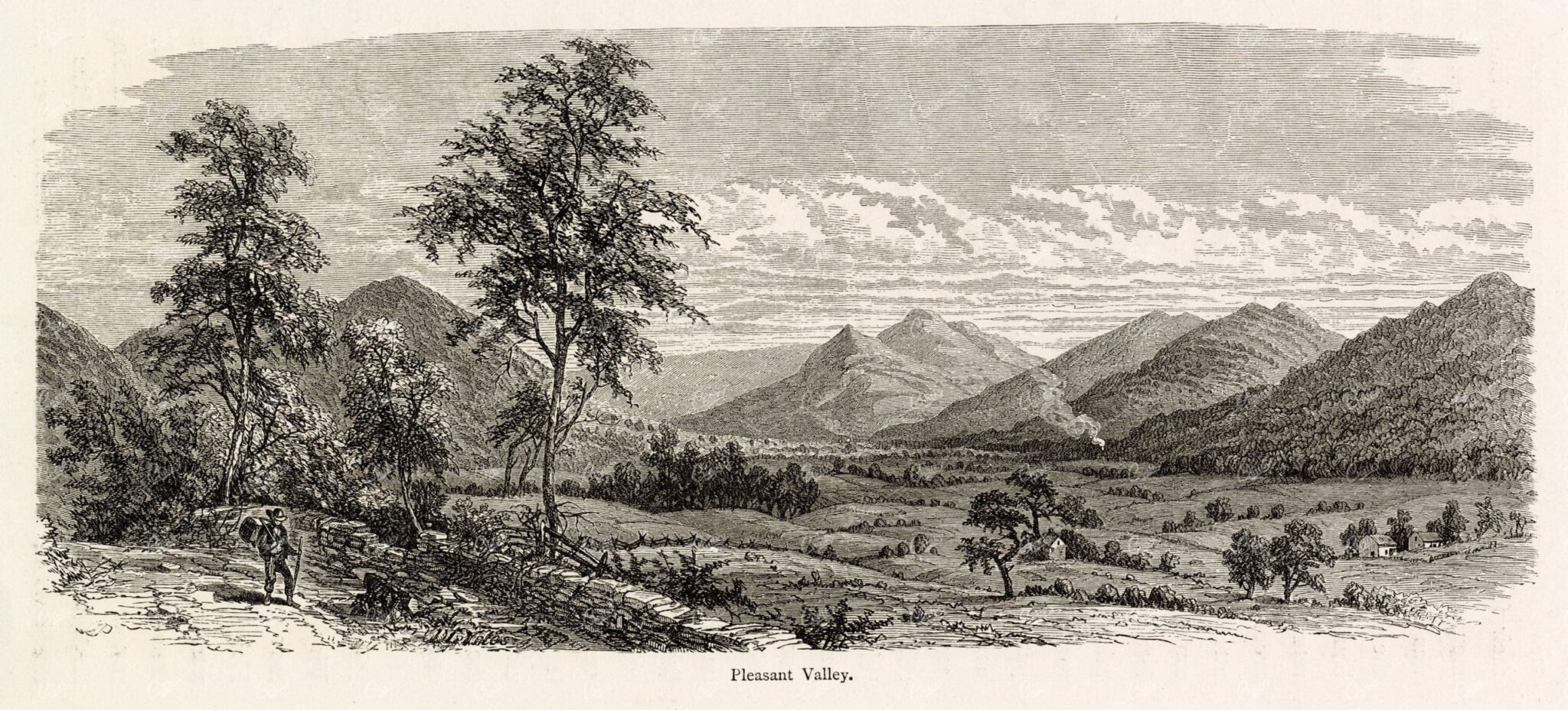 PLEASANT VALLEY - Dutchess County, New York - 1874 American Landscape