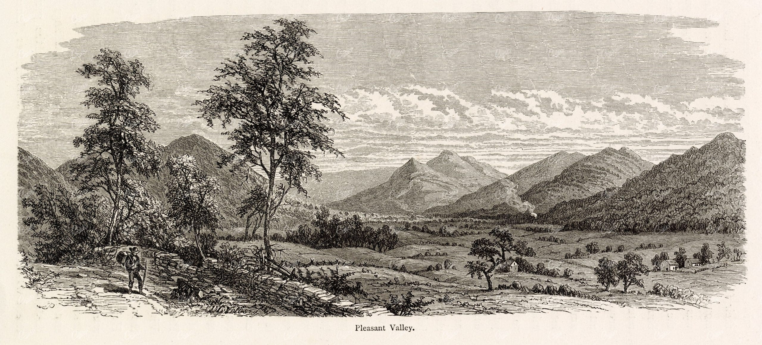 PLEASANT VALLEY - Dutchess County, New York - 1874 American Landscape