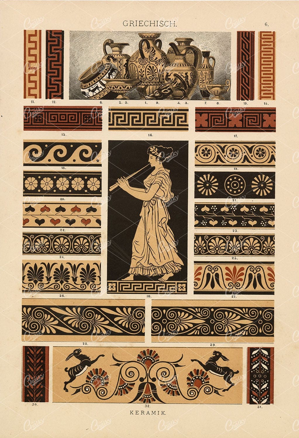 ANTIQUE Ornamental Greek Ceramic Design  - Ornamentenschatz 1889