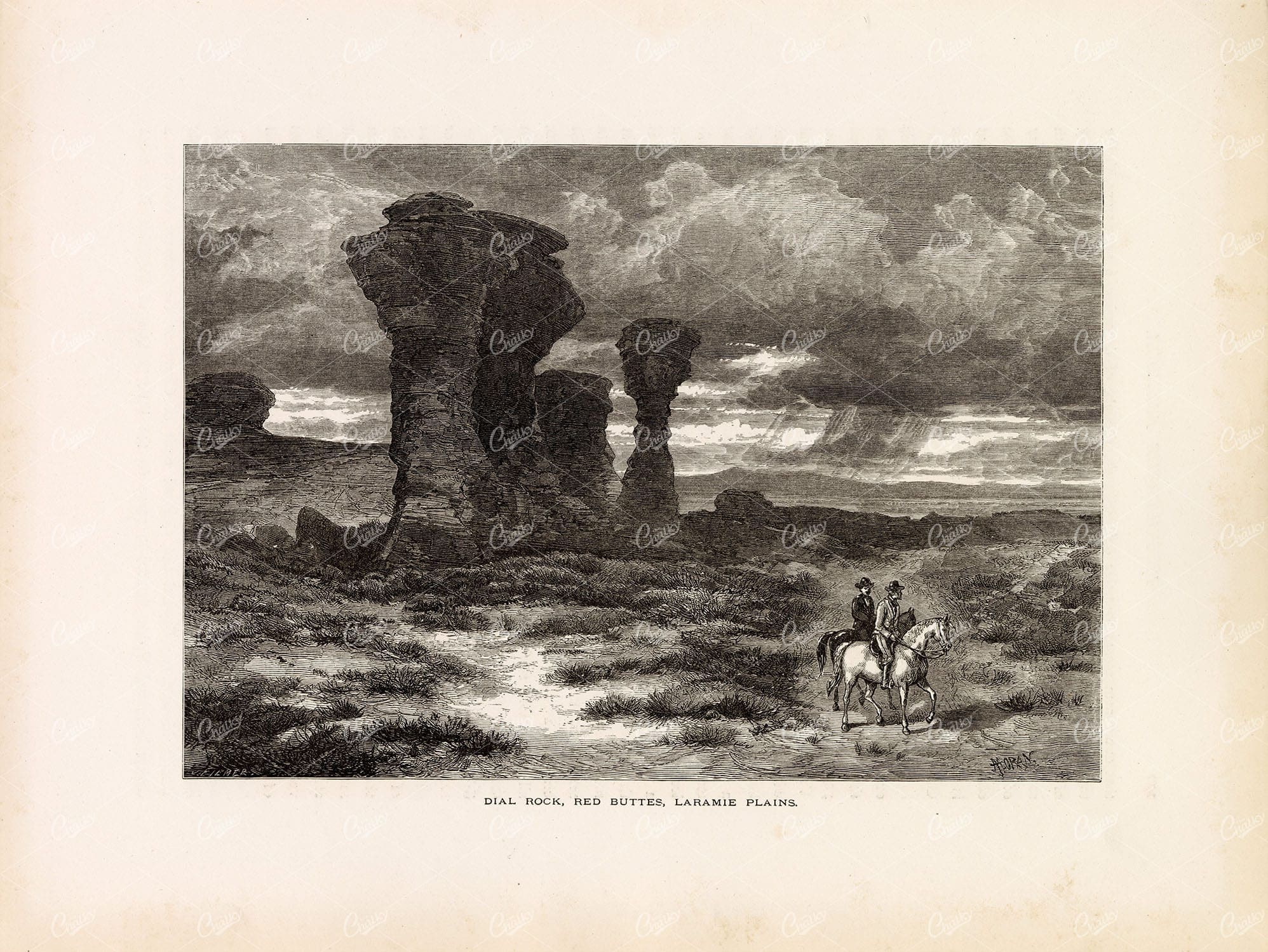 WYOMING, Dial Rock, Red Buttes, Laramie Plains - Cowboys - 1874