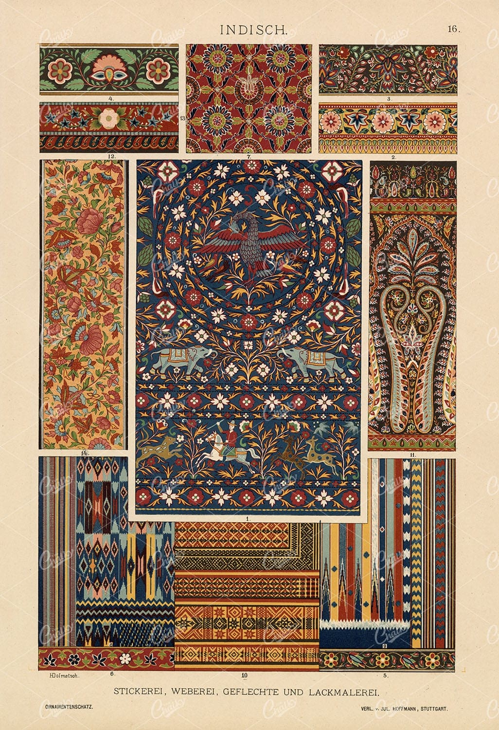 DECORATIVE Indian Weaving, Embroidery, Braiding, and Painting 1889 Print