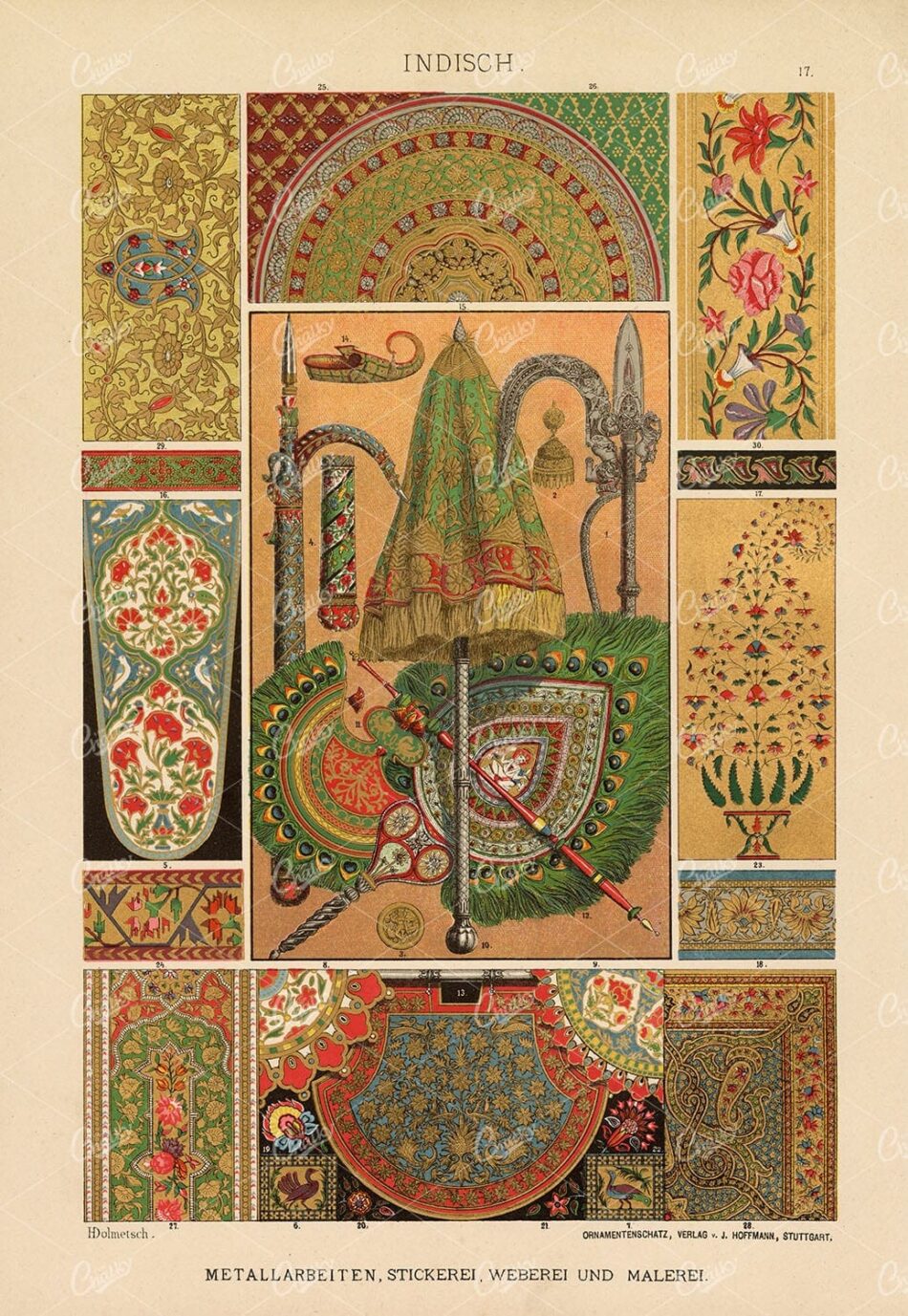ORNAMENTAL Indian Weaving, Embroidery, Braiding, and Painting 1889 Print