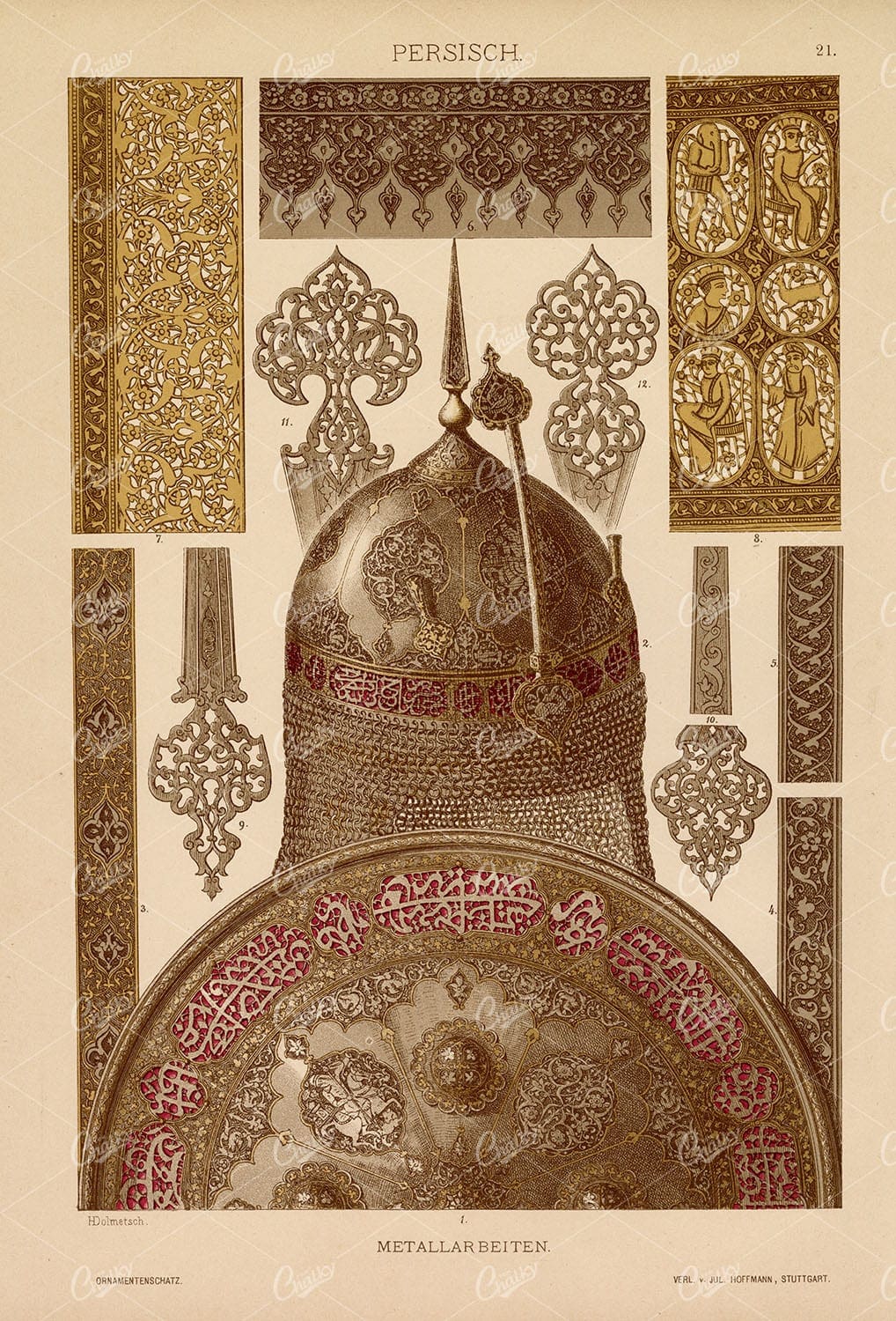 DECORATIVE Persian Metalwork - Heinrich Dolmetsch Ornamentenschatz 1889
