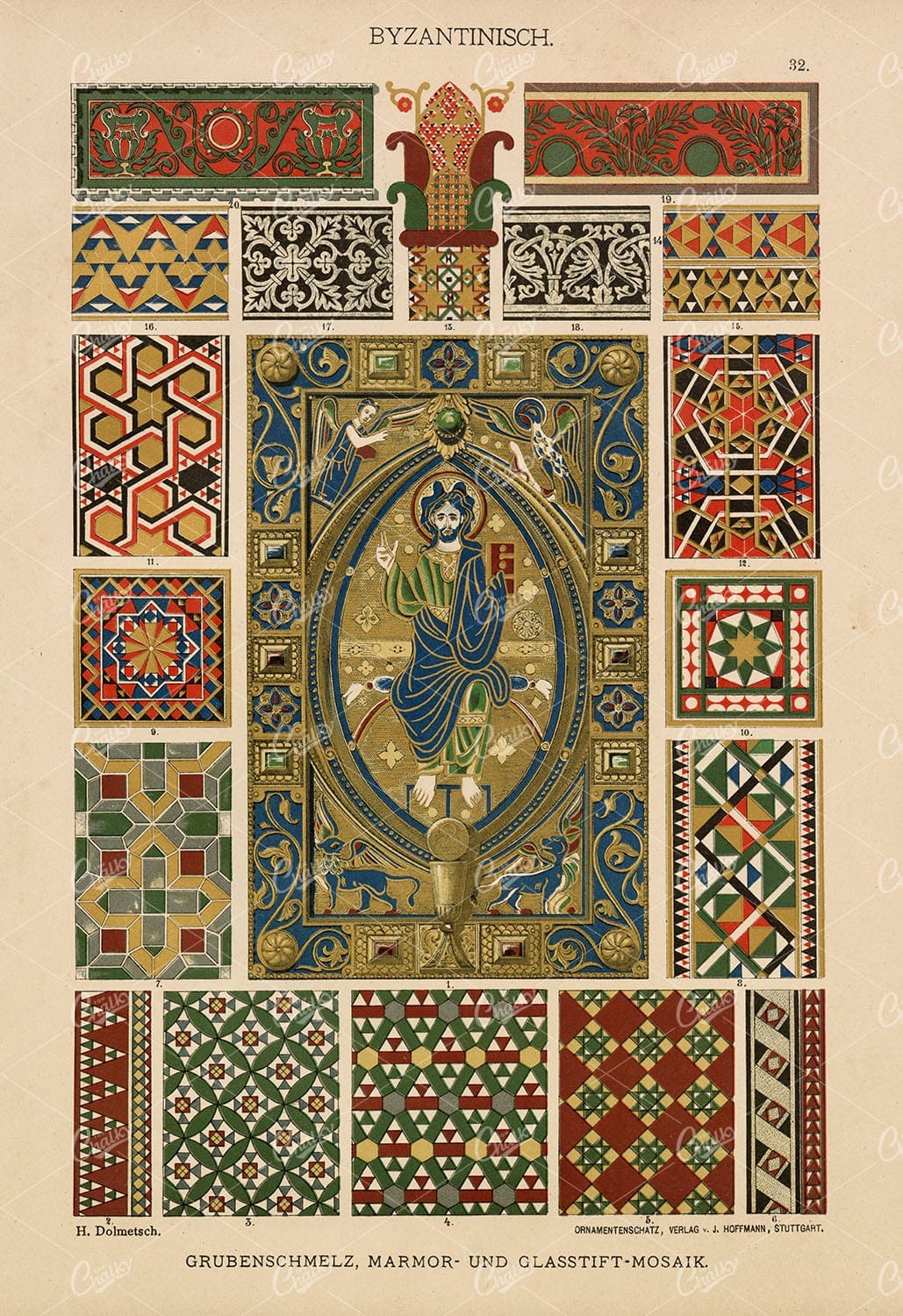 BYZANTINE (Istanbul) Decorative Mosaic Glass and Marble Work 1889 Print