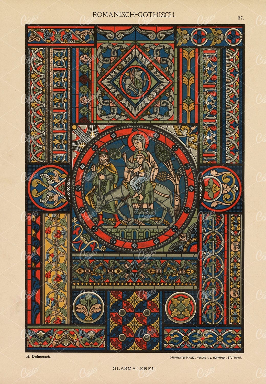 ROMAN Gothic Glasswork - Ornamental / Decorative Original Antique Artwork