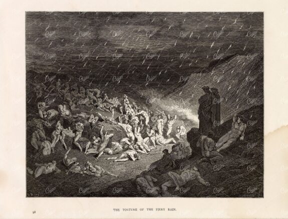 RELIGIOUS Print - Gustave Dore 1891 Print - Torture of the Fiery Rain