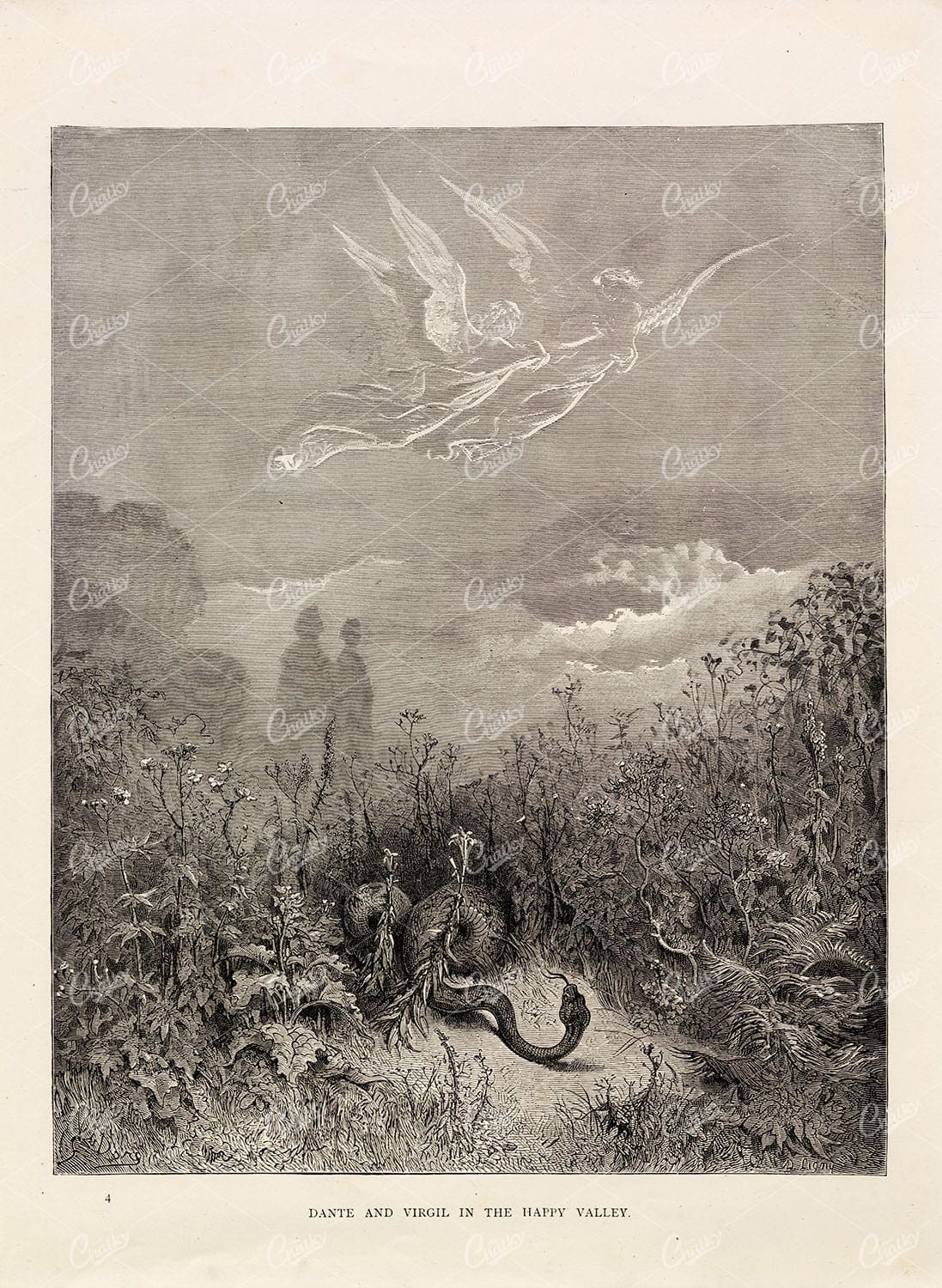 BIBLE ARTWORK - Dante and Virgil in the Happy Valley - Gustave Dore