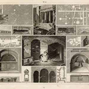 CATACOMBS, Chapels and Churches - J. Heck Iconography 1851 Print