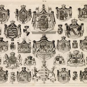 HERALDRY - Coats of Arms - Johann Heck Iconography 1851 Antique Print