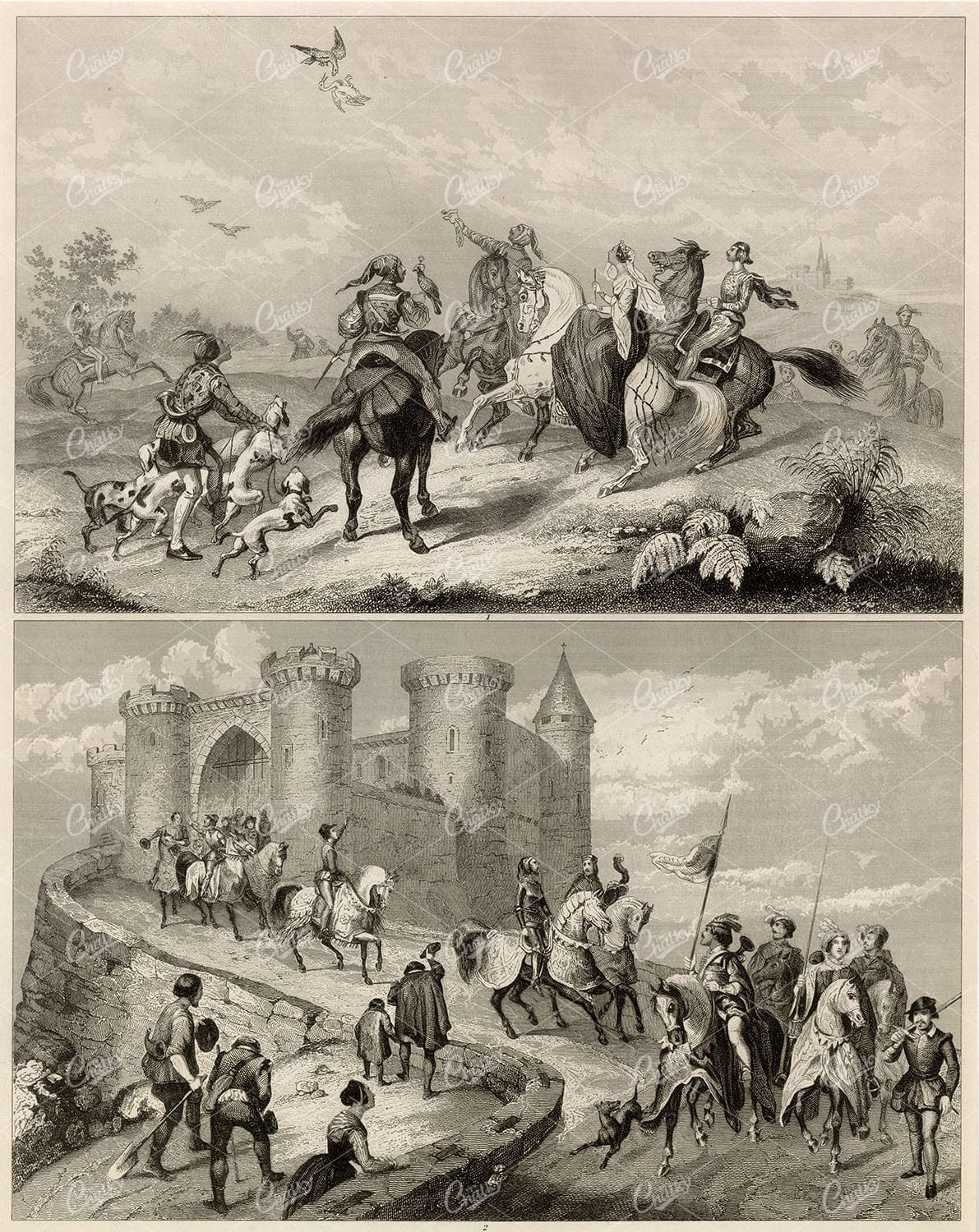 HISTORY - Departure of Crusaders for Palestine - Hawking in France - 1851