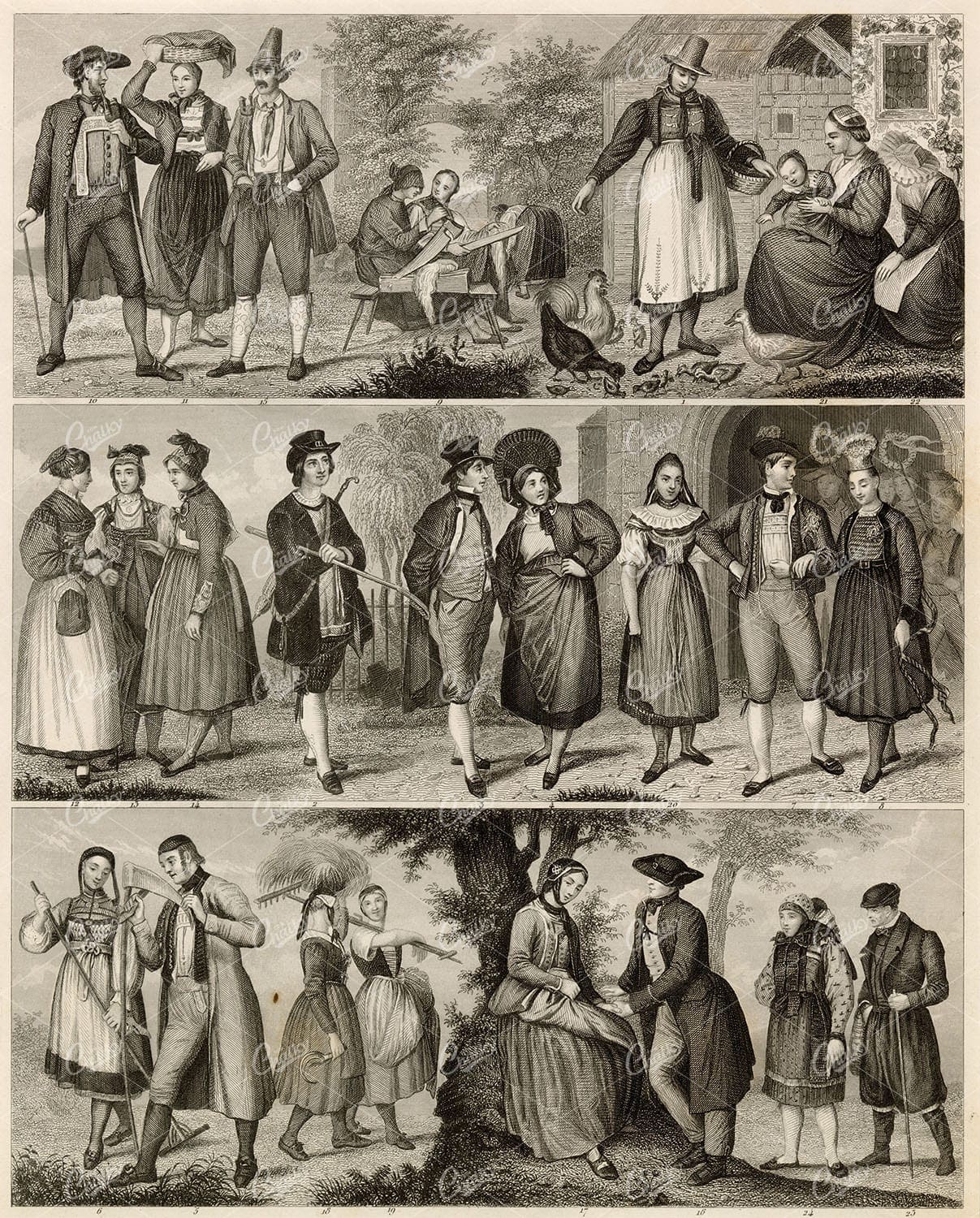 ETHNOLOGY of the Present Day - Antique 1851 J. Heck Iconography Print