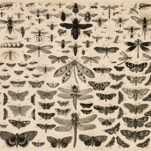 ZOOLOGY - Butterflies, Moths, Dragonfly, Insects, Flys - 1851 Print