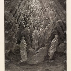 ANGELS in the Planet Mercury - Original Antique Print - Gustave Dore
