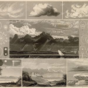 METEOROLOGY - Forms of Clouds - Antique Johann Heck 1851 Print