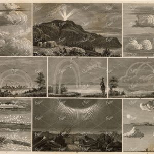 METEOROLOGY - Phenomena in Clouds, Rainbows, Aurora Borealis 1851 Print