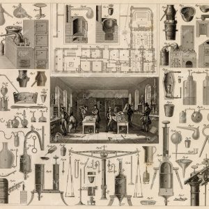 CHEMISTRY, Mineralogy, Geology - Chemistry Apparatus - Antique 1851 Print