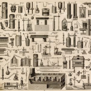 CHEMISTRY - Various Science Apparatus - Antique 1851 J. Heck Print