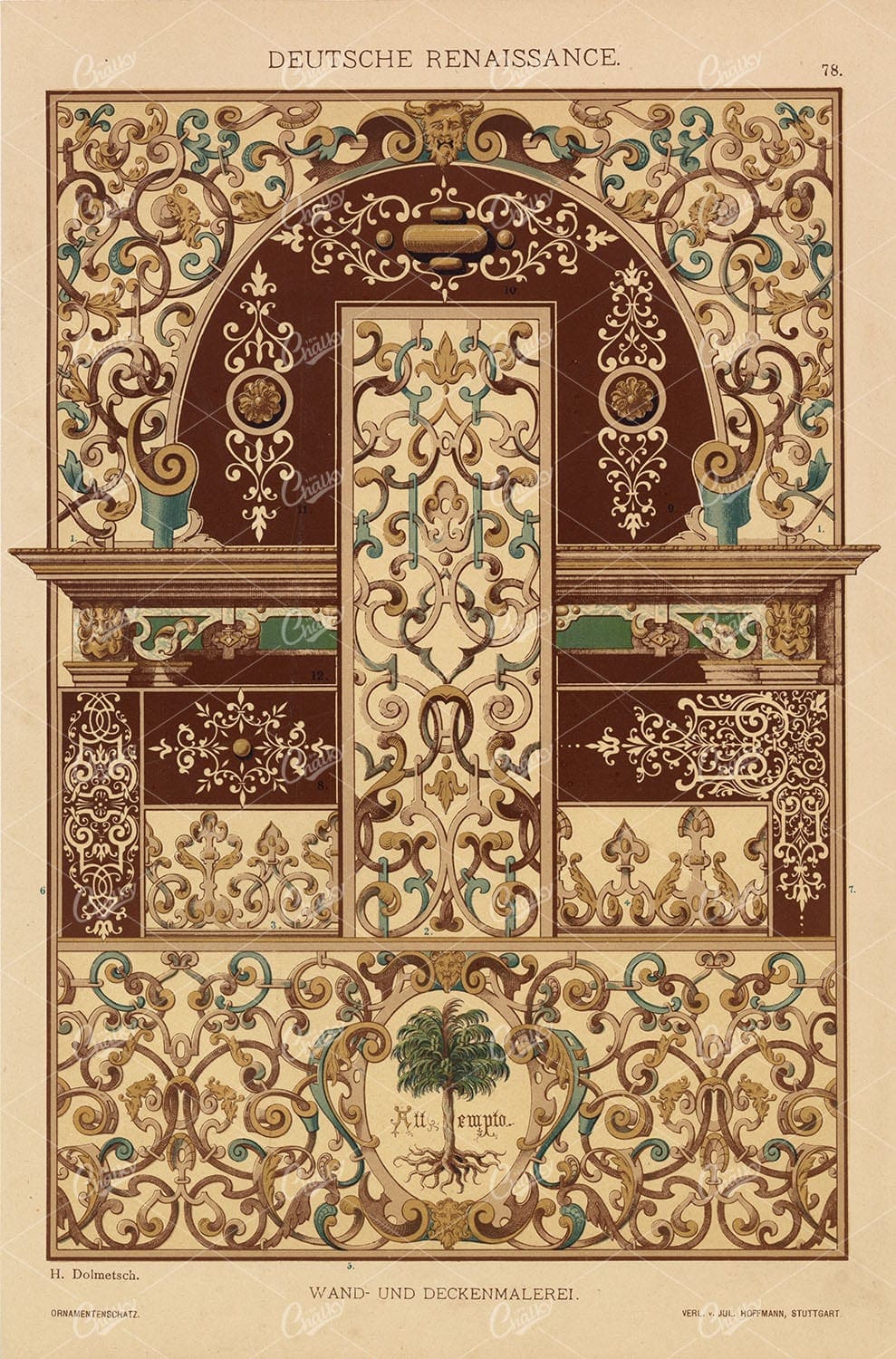 DUTCH Renaissance - Wall and Ceiling Paintings - Decorative Antique Print