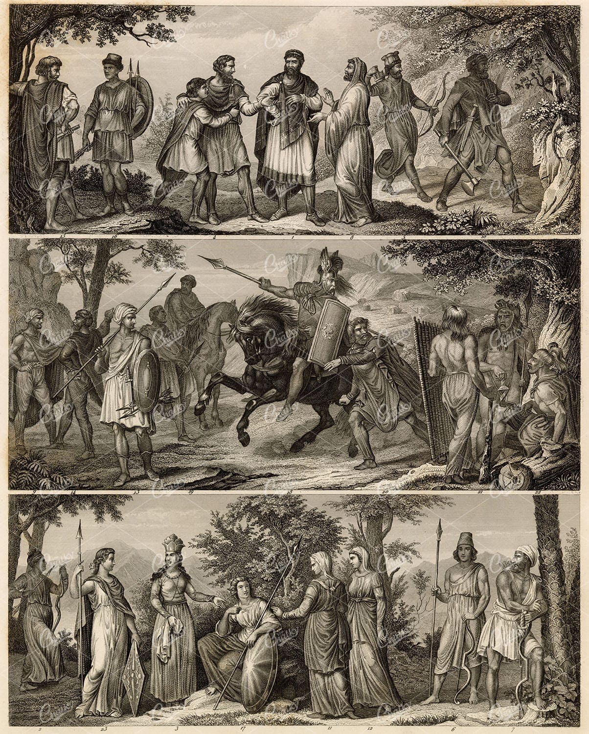 HISTORY and Ethnology - Various Costumes and Native - Antique 1851 Print