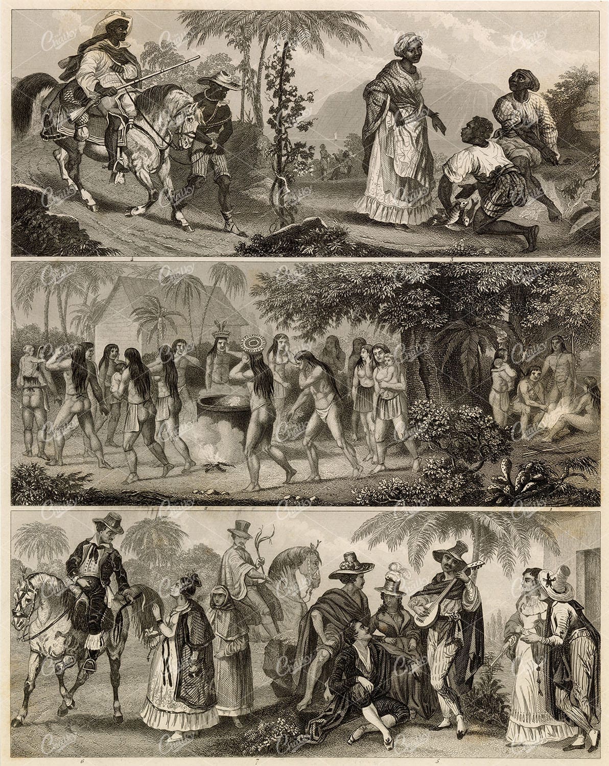 HISTORY and Ethnology - Native Catalans Antique Print 1851