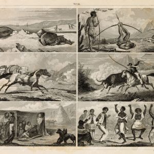 HISTORY and Ethnology - Battle and Hunting - Antique 1851 Print