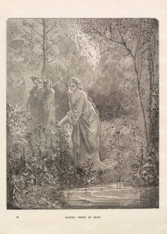DANTE's Vision of Leah - GUSTAVE DORE Antique Illustration 1891