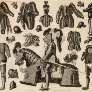 MILITARY Sciences - Armor of the Middle-Ages - Antique 1851 Print