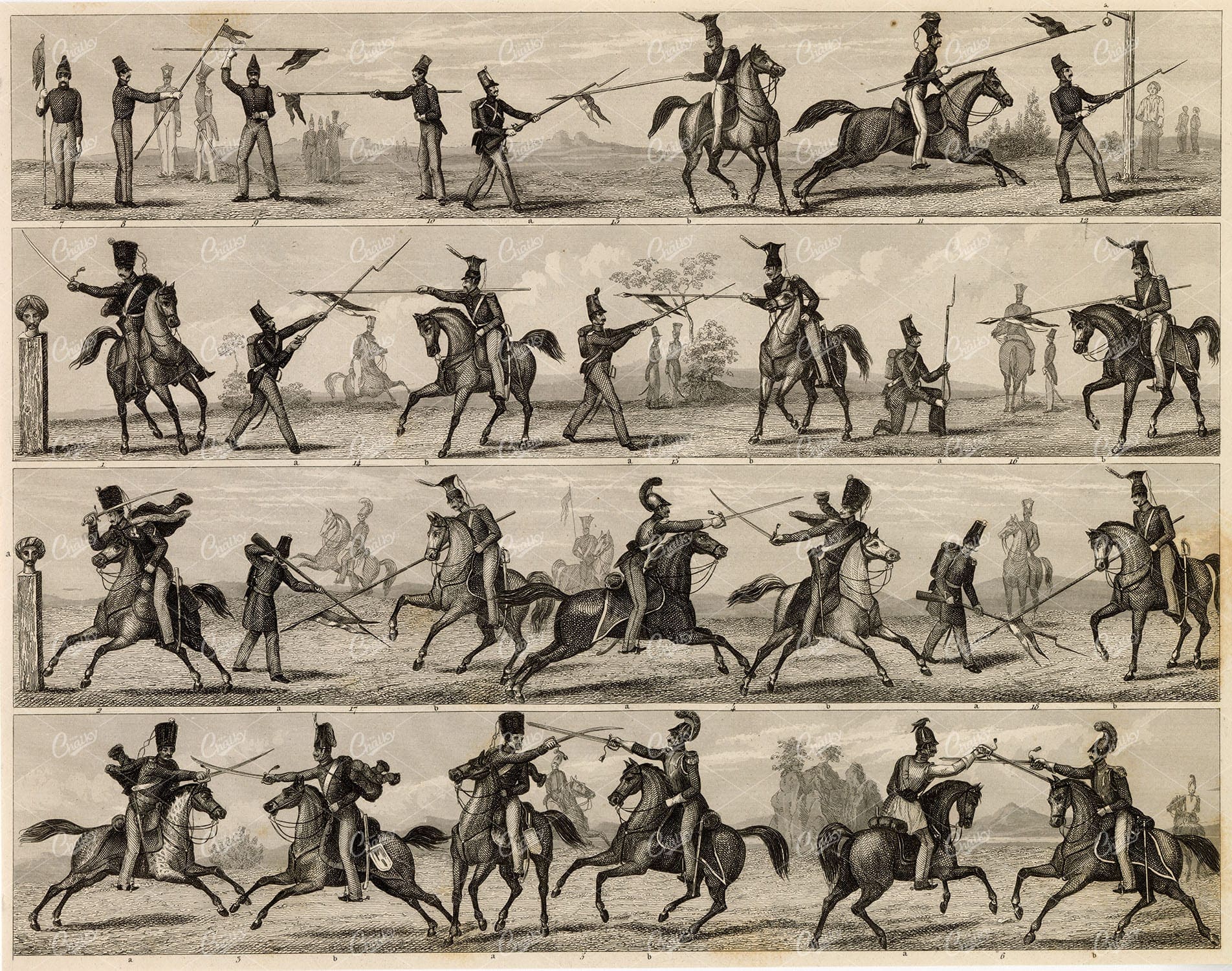 MILITARY Sciences - Practical Exercises in Fencing - 1851 Johann Heck