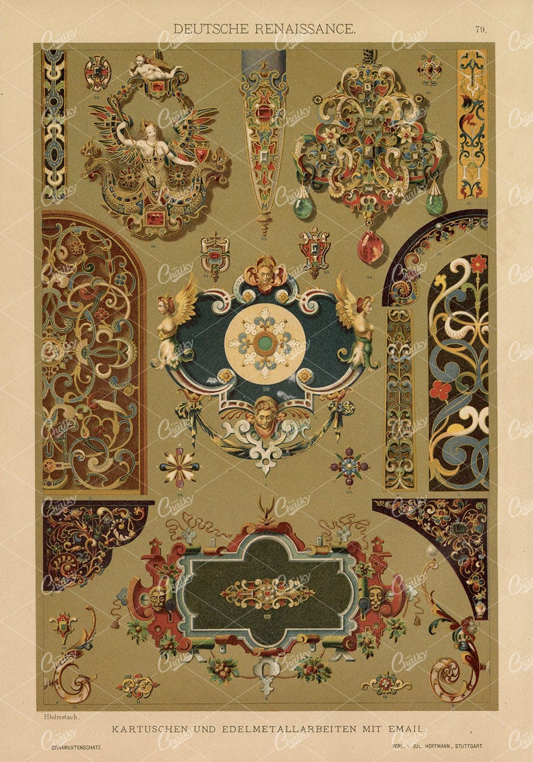 DUTCH Renaissance - Cartridges and Precious Metalwork Designs - 1889 Art