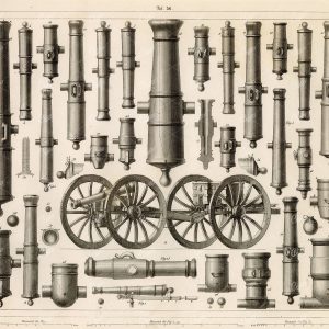 MILITARY Sciences - Modern Artillery (Canons) - Antique 1851 Engraving