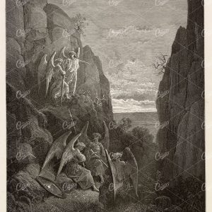 ARIEL'S Charge to Gabriel - Antique Biblical Art by Gustave Dore 1891