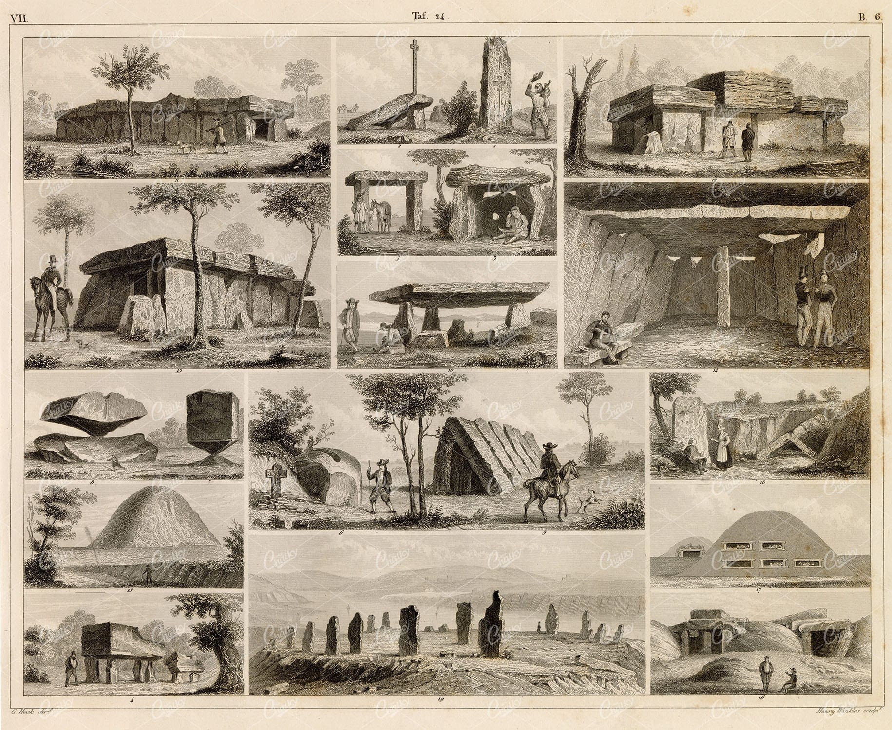 ANCIENT Architecutre - Antique Johann Heck 1851 Original Print