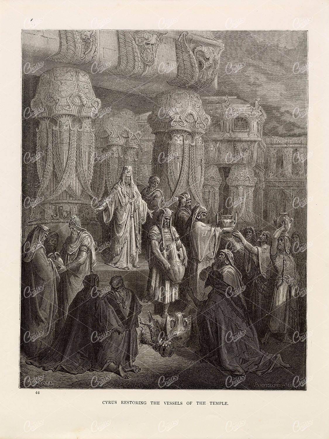 GUSTAVE DORE - Cyrus Restoring the Vessels of the Temple - 1891 Print