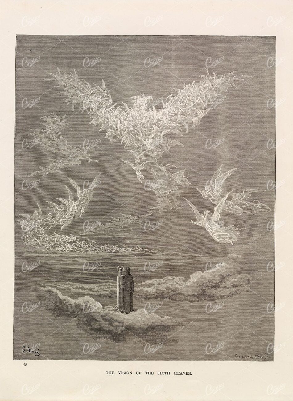 VISION of the Sixth Heaven - Gustave Dore - Antique Bible Artwork 1891