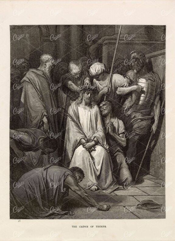 CROWN OF THORNS - Gustave DORE - Antique Biblical Artwork 1891