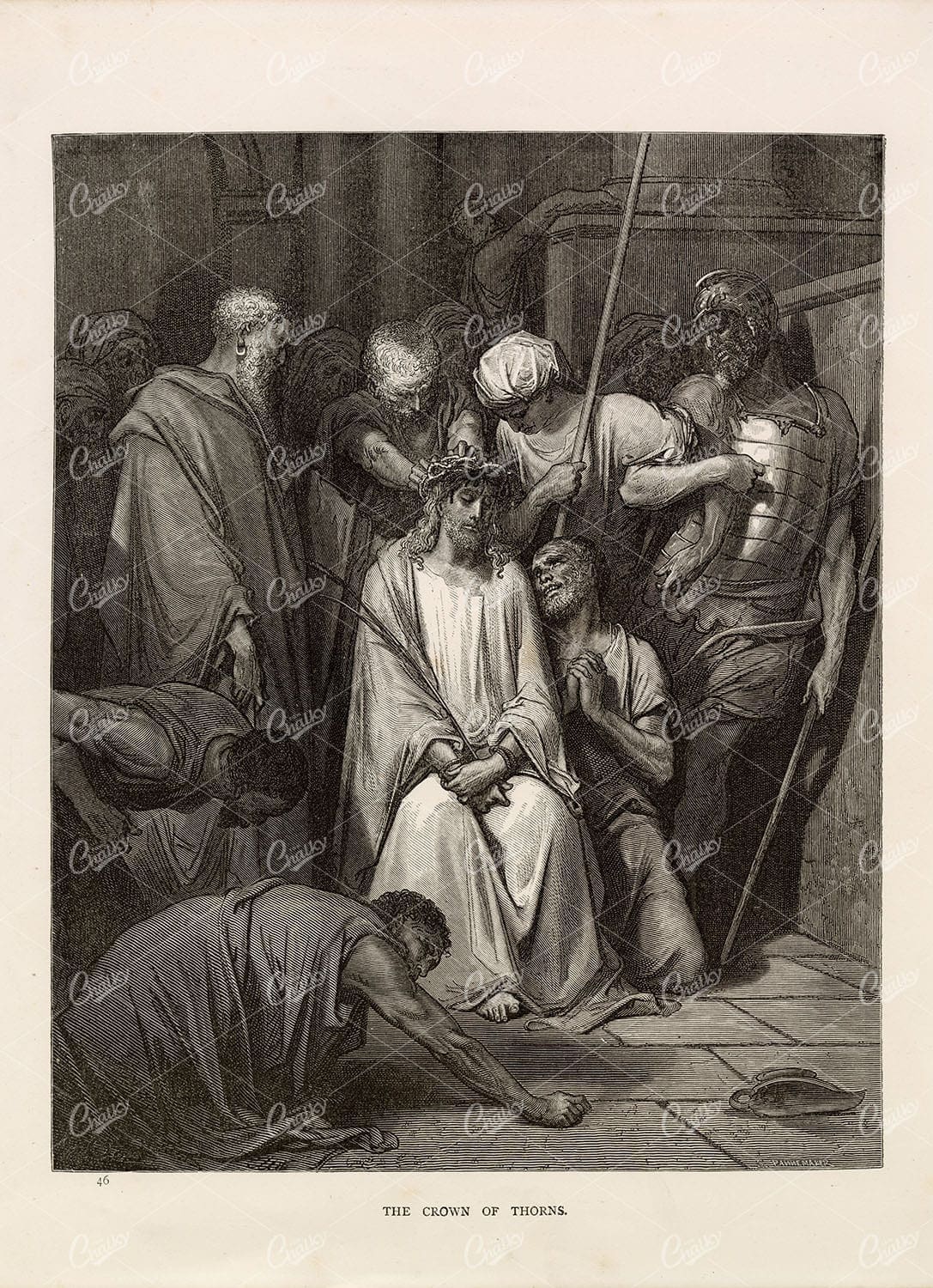 CROWN OF THORNS - Gustave DORE - Antique Biblical Artwork 1891