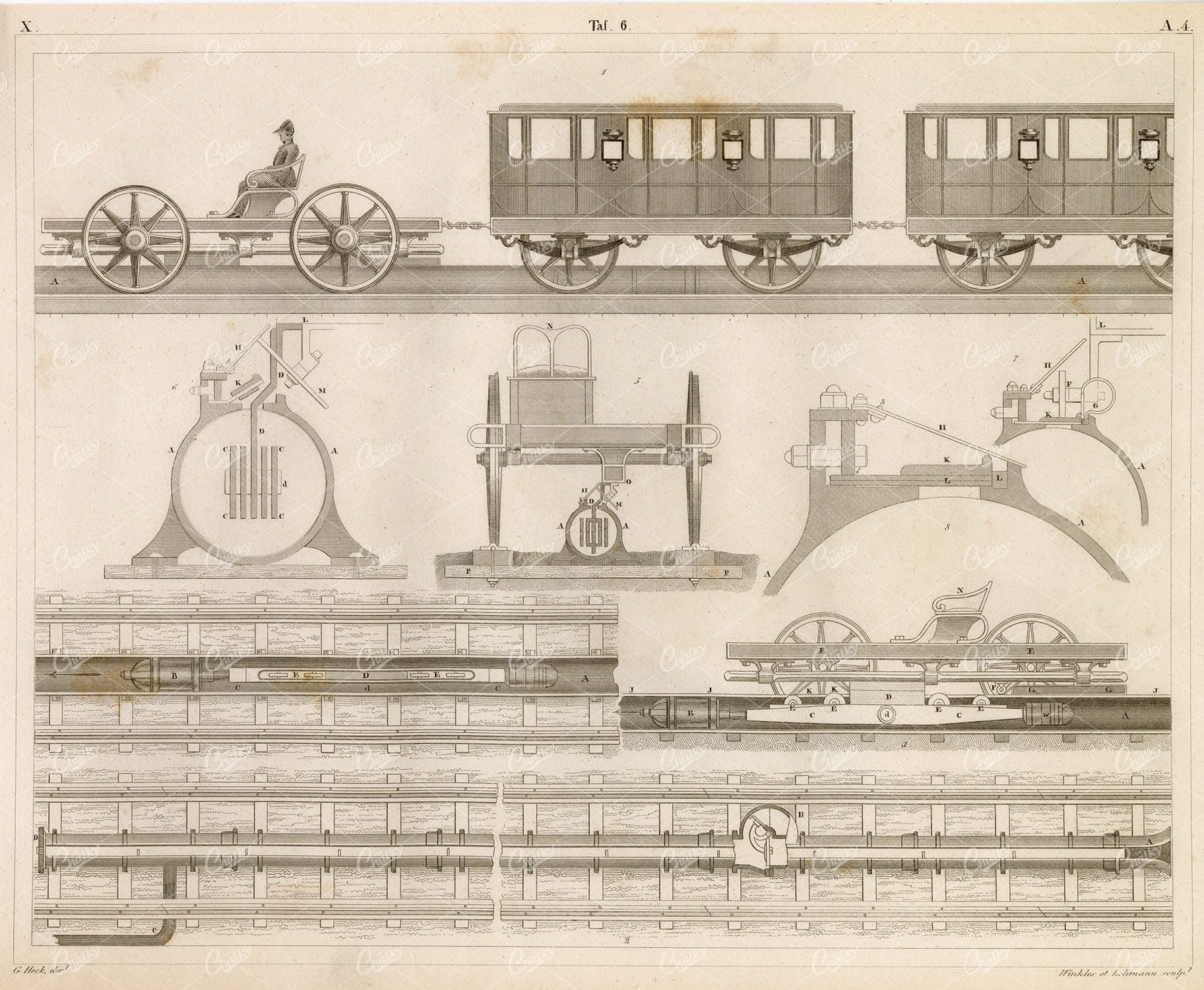 CONSTRUCTION of Atmospheric Railroads - Antique 1851 Artwork