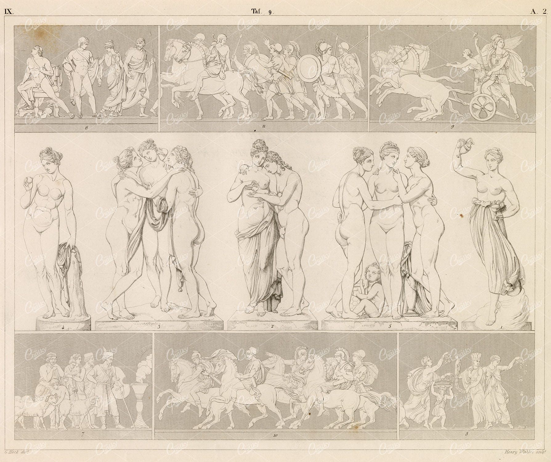 HEBE, Cupid and Psyche, Venus, Three Graces - Antique Sculpture Print