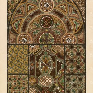18TH CENTURY - Decorative Inlaid Wood Flooring Design - 1889 Print