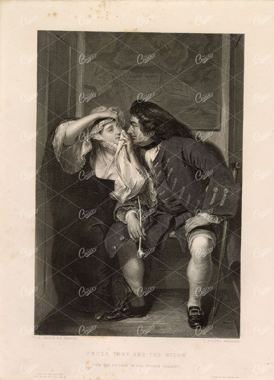 UNCLE Toby and the Widow from the Vernon Gallery Picture - 1853 Print