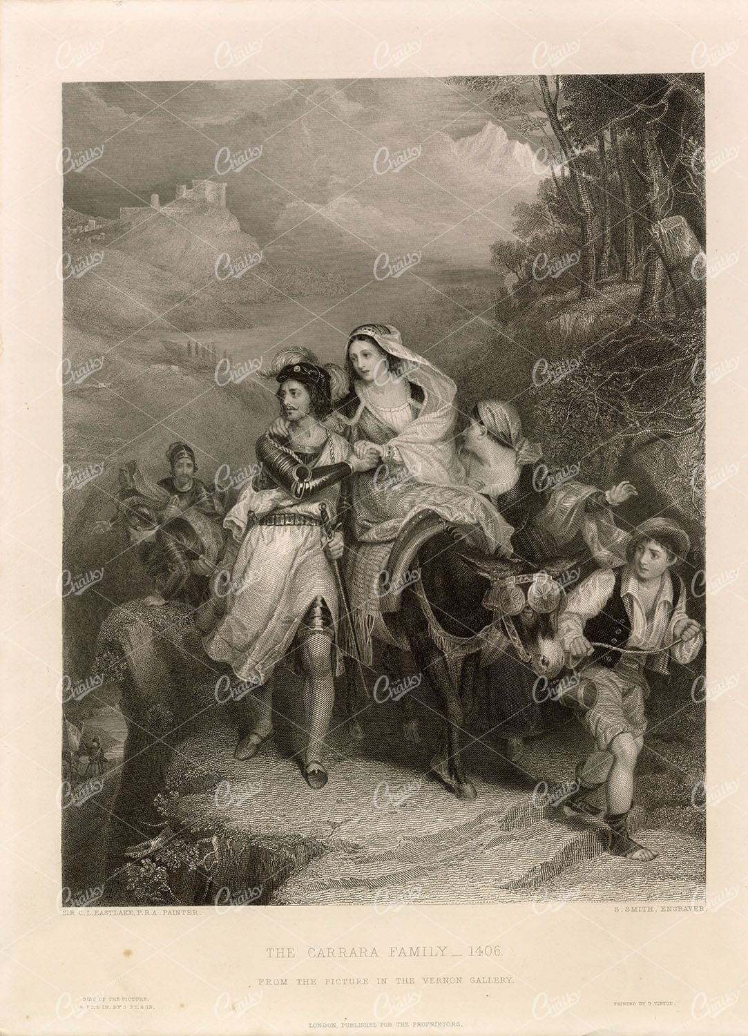 1853 The Carrara Family from the Vernon Gallery Picture - Antique Print