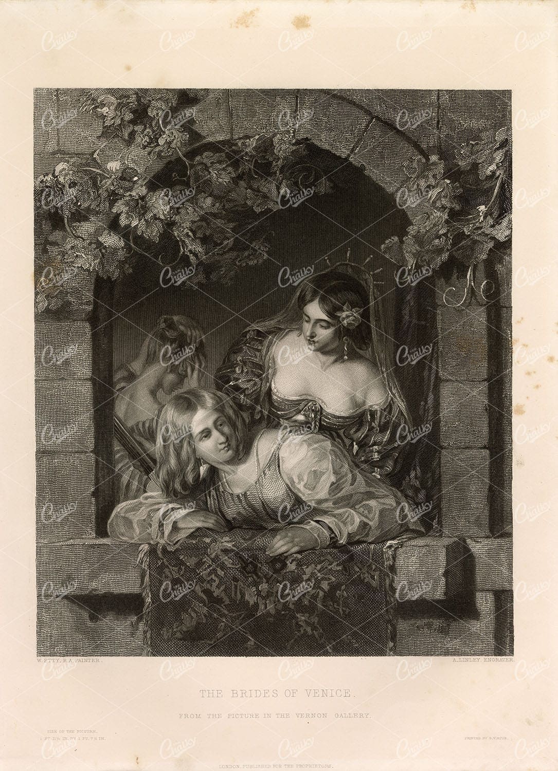 1853 The Brides of Venice from the Vernon Gallery Picture - Antique Print