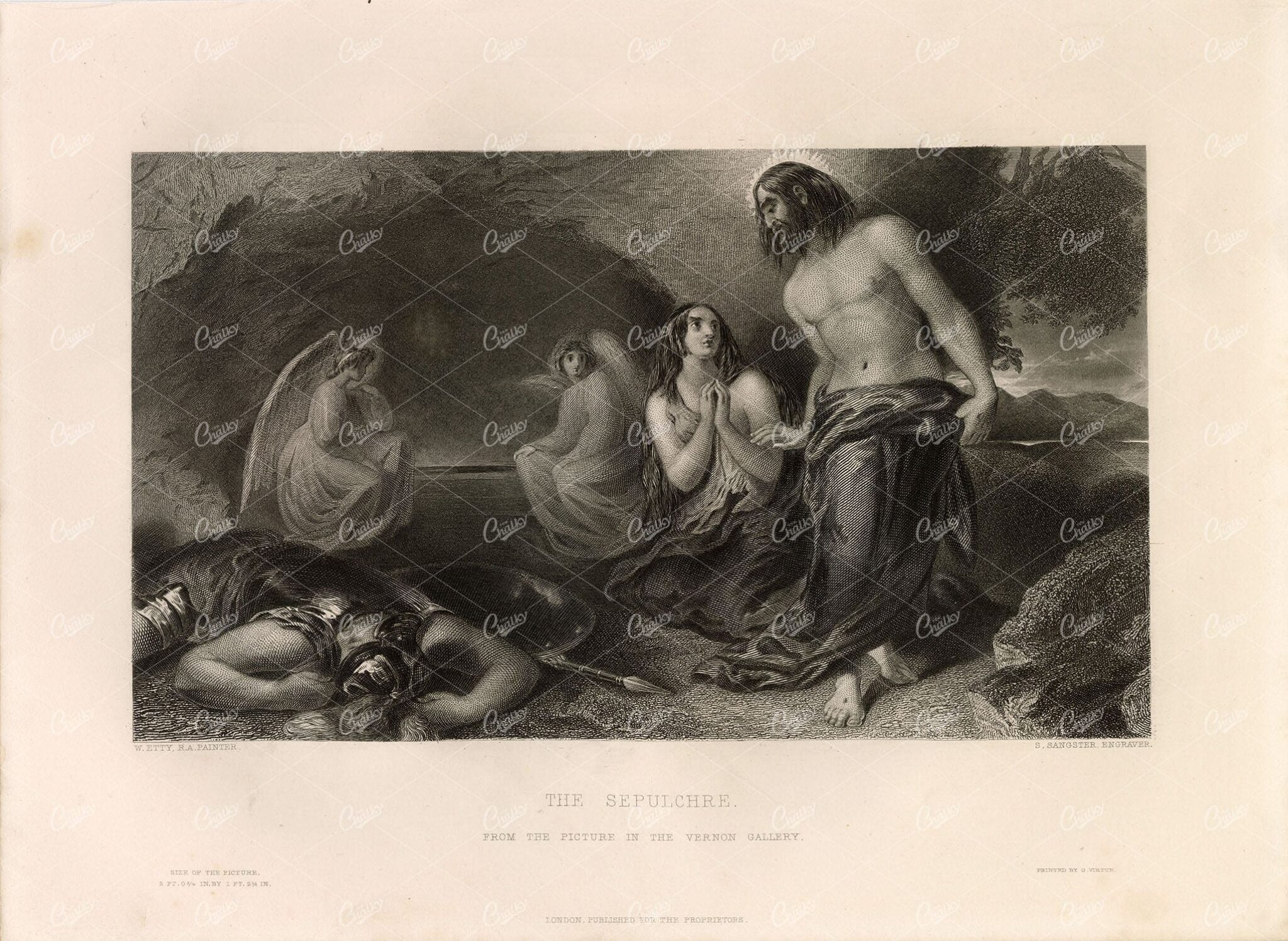 1853 The Sepulchre from the Vernon Gallery Picture - Antique Engraving